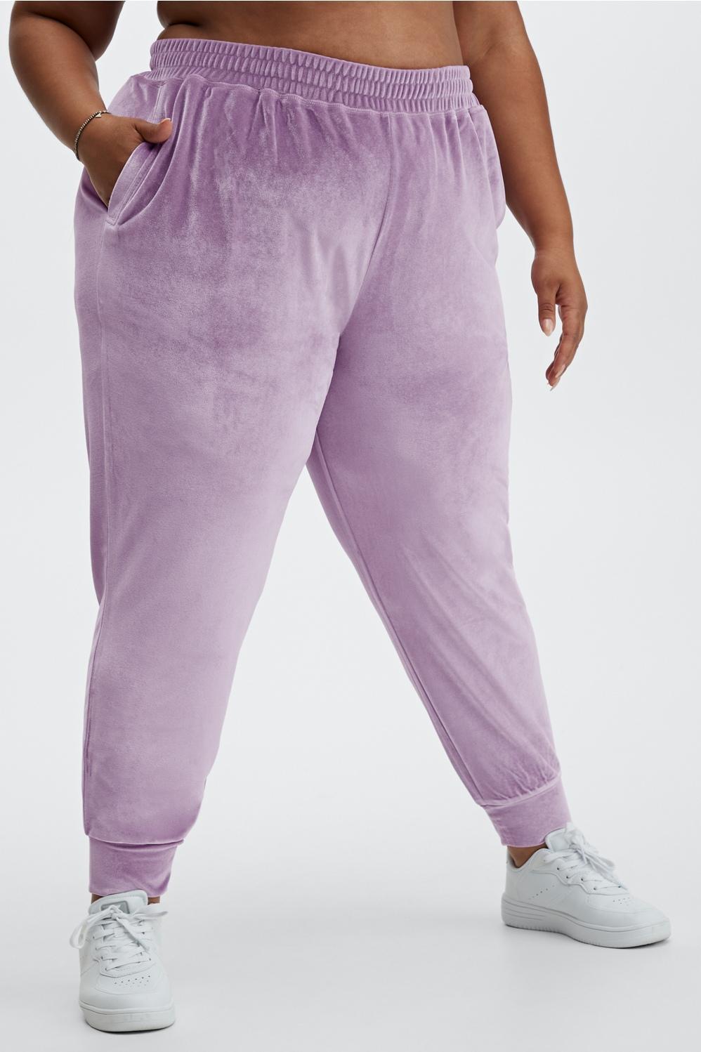 Fabletics Luxe Velour Jogger Womens purple plus Size 2X Product Image