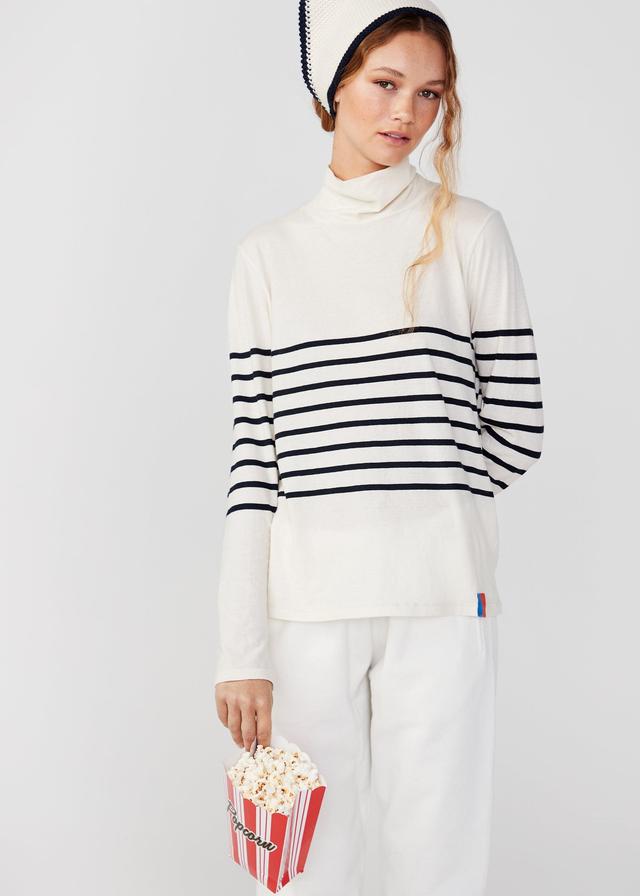 The Tissue Turtleneck - Cream/Navy Product Image