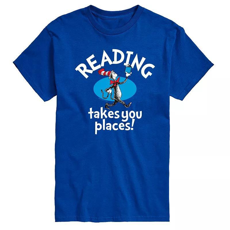 Mens Dr. Seuss The Cat in the Hat Reading Takes You Places Graphic Tee Product Image