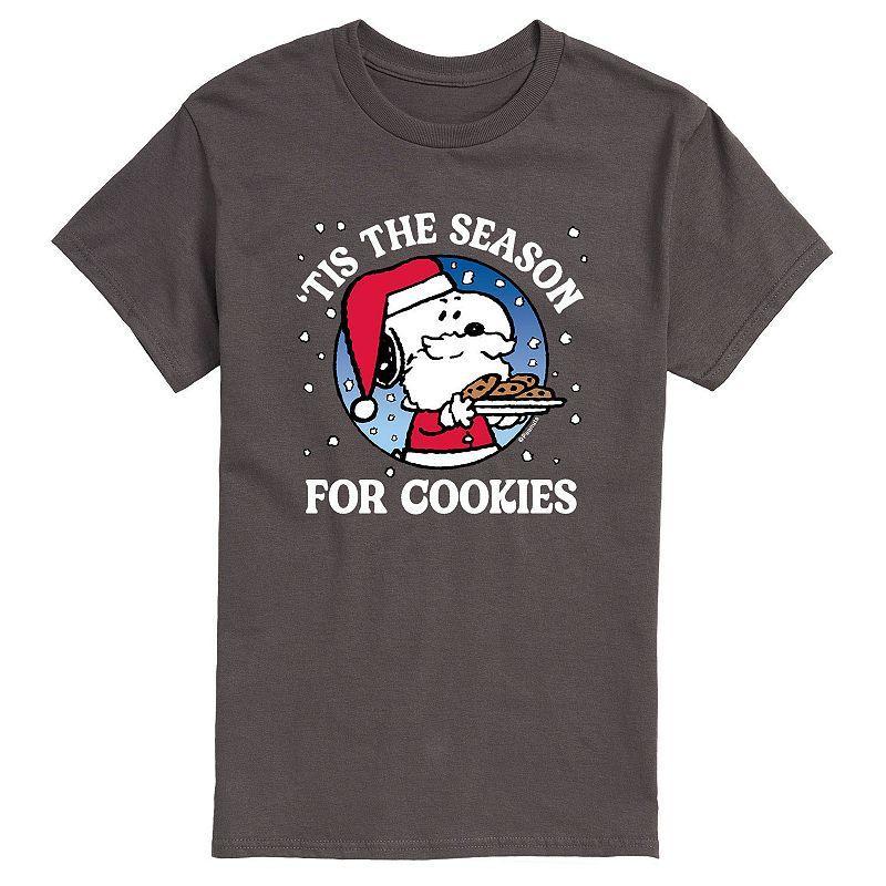 Mens Peanuts Tis The Season Cookies Tee Grey Product Image