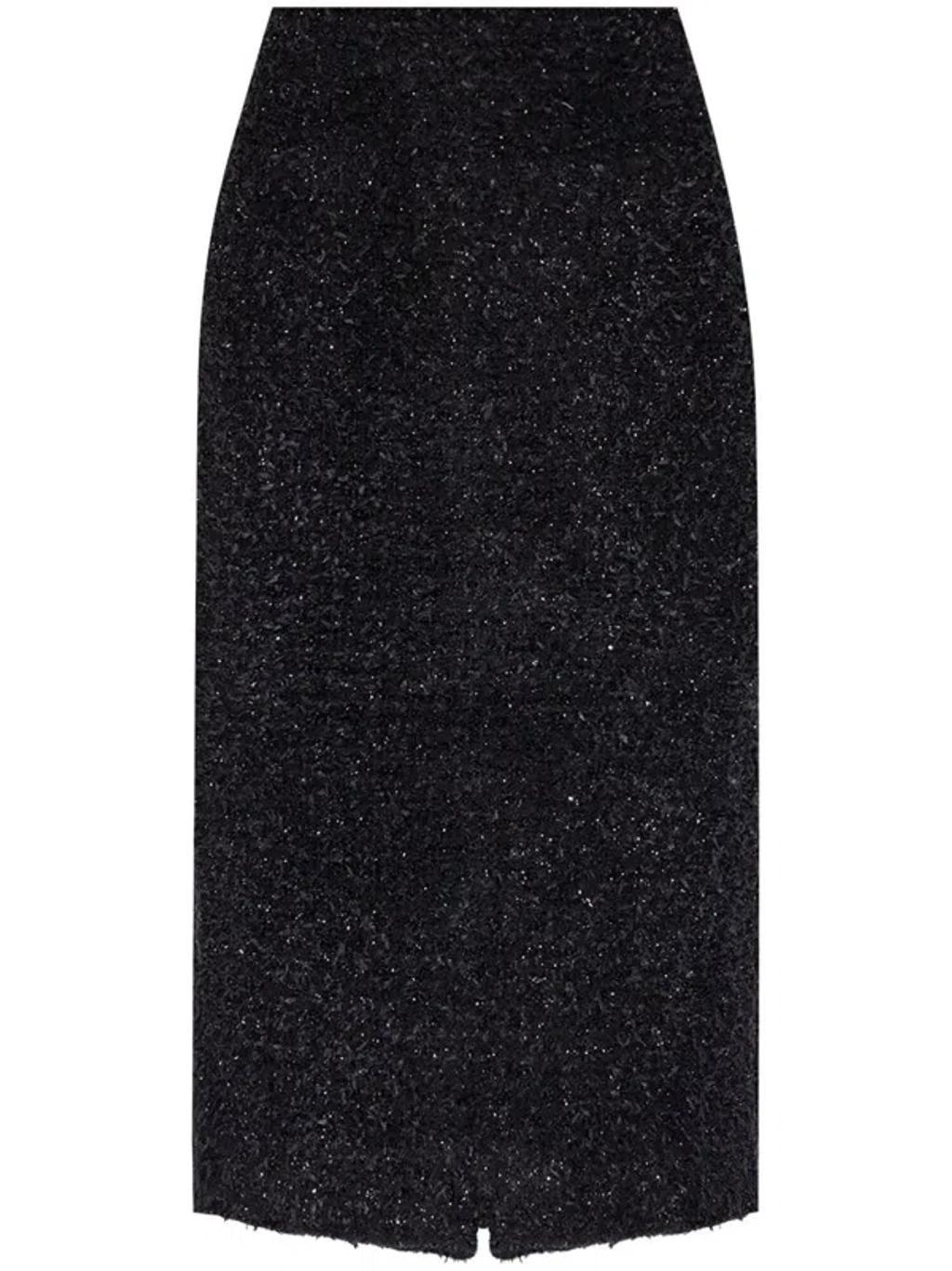 BALENCIAGA Cotton Tweed Knitted Midi Skirt In Black Product Image