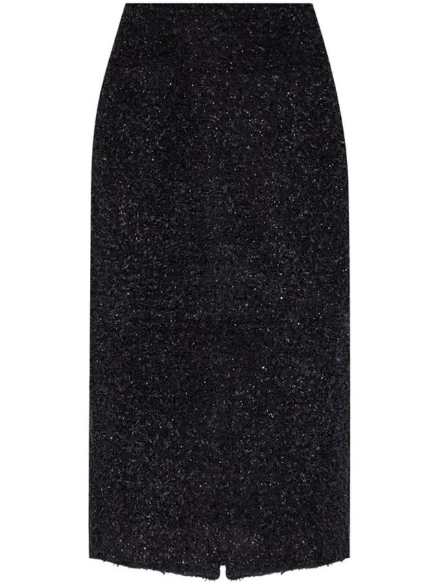 BALENCIAGA Cotton Tweed Knitted Midi Skirt In Black Product Image