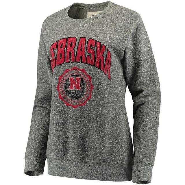 Womens Heathered Gray Nebraska Huskers Edith Vintage-Like Knobi Pullover Sweatshirt Product Image