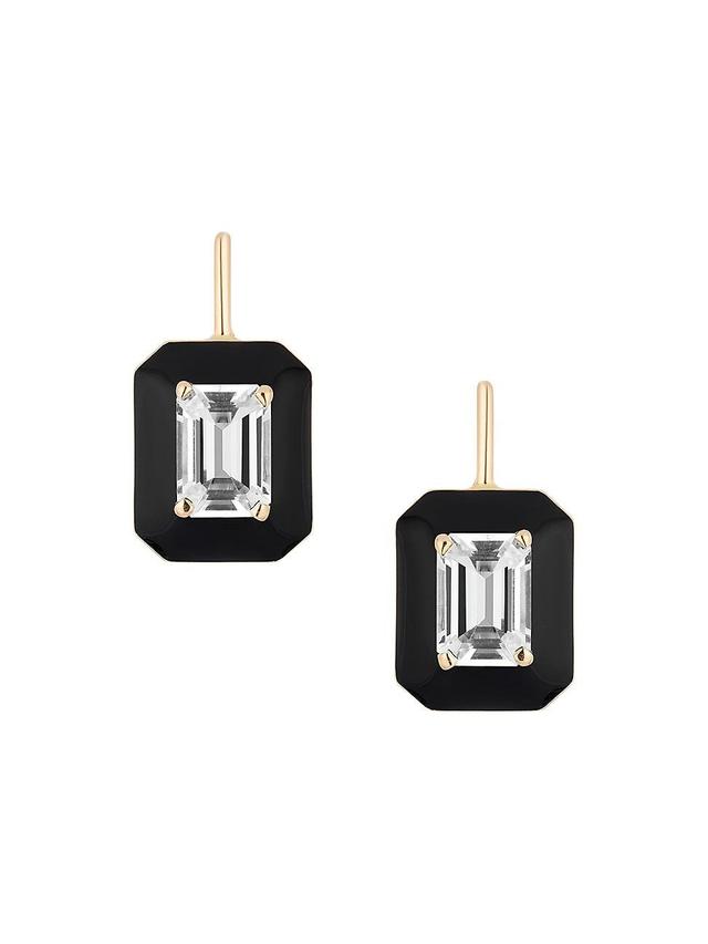 Womens Queen 18K Yellow Gold, Rock Crystal, & Enamel Drop Earrings Product Image