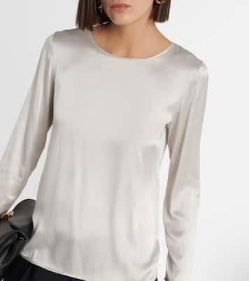 Max Mara Moldava Silk Satin Top in Ivory Product Image