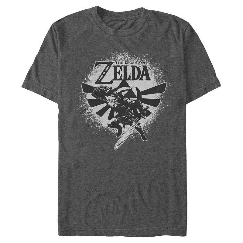 Mens The Legend Of Zelda Action Link Poster Graphic Tee Grey Heather Product Image