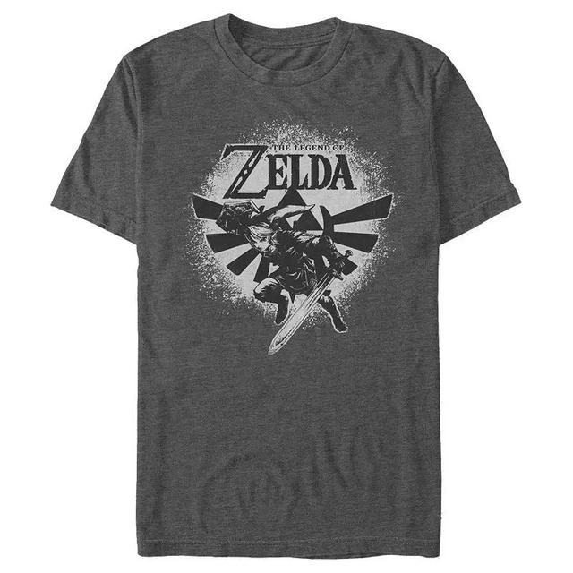 Mens The Legend Of Zelda Action Link Poster Graphic Tee Grey Heather Product Image