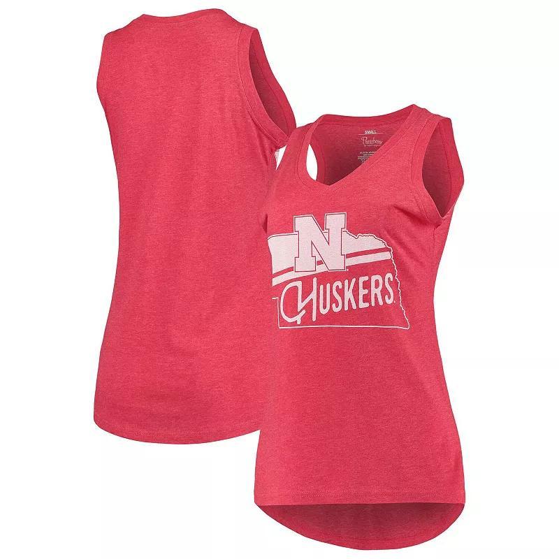 Womens Pressbox Scarlet Nebraska Huskers Ferris Melange V-Neck Tank Top Product Image