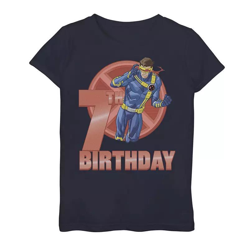 Girls 7-16 Marvel X-Men Cyclops 7th Birthday Badge Graphic Tee, Girls Blue Product Image