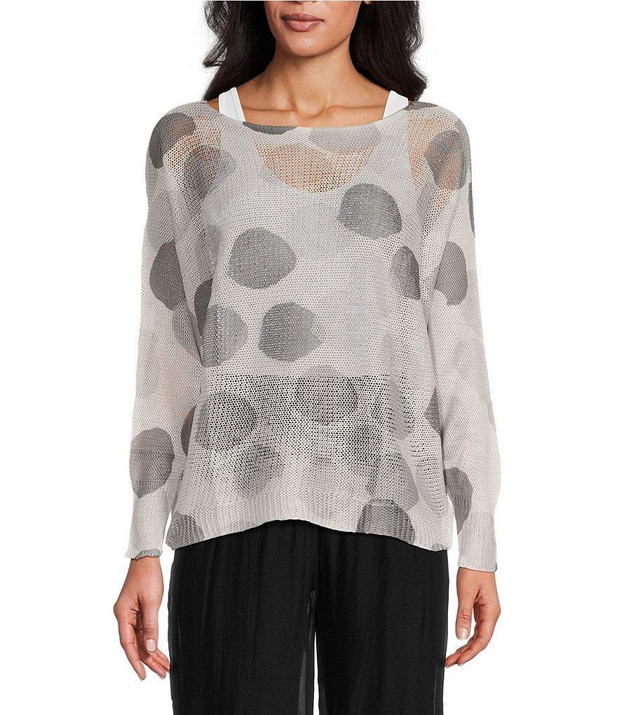 M Made in Italy Dot Print Long Sleeve Knit Top Product Image