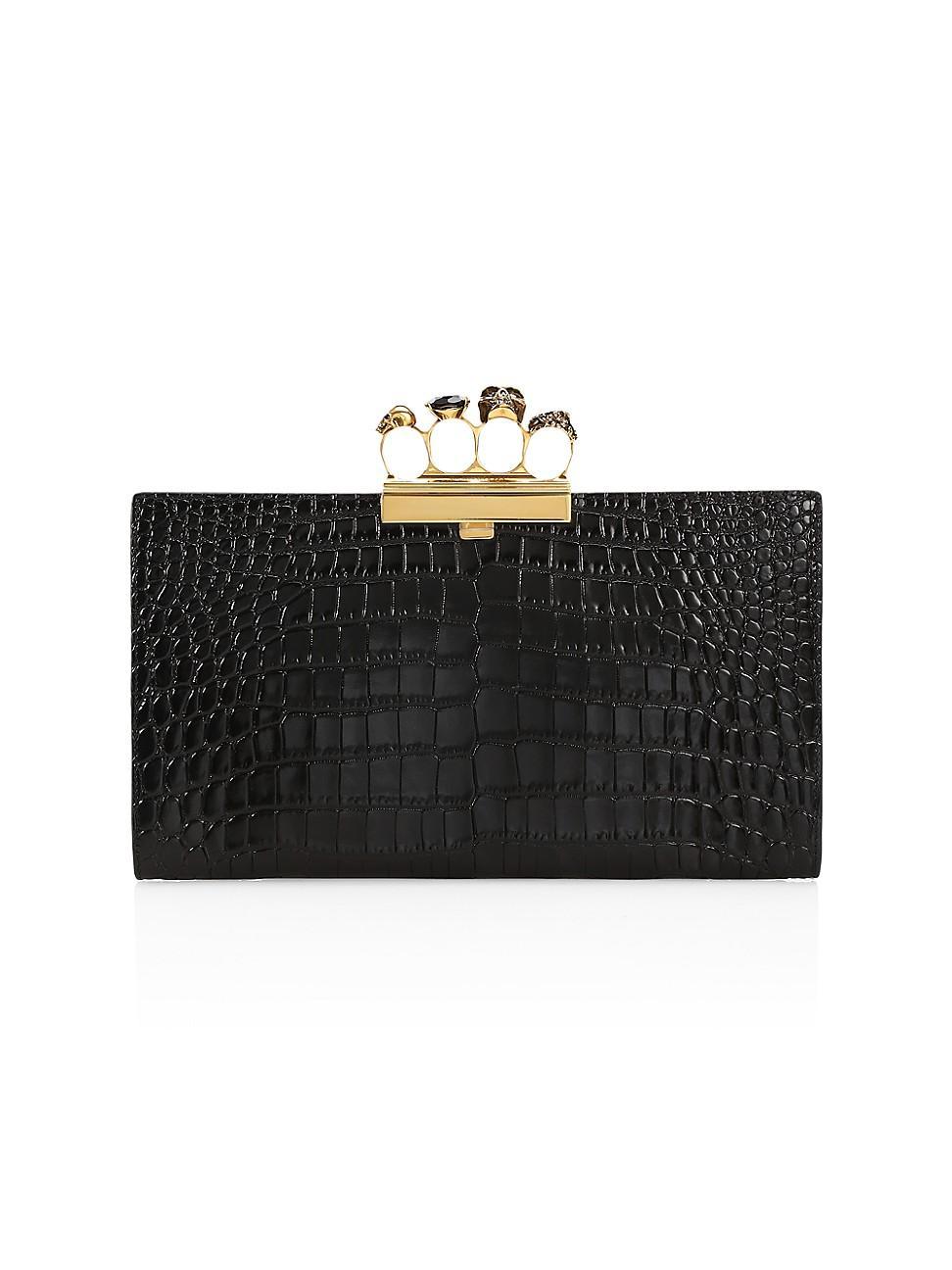 Alexander McQueen Croc Embossed Leather Knuckle Clutch Product Image