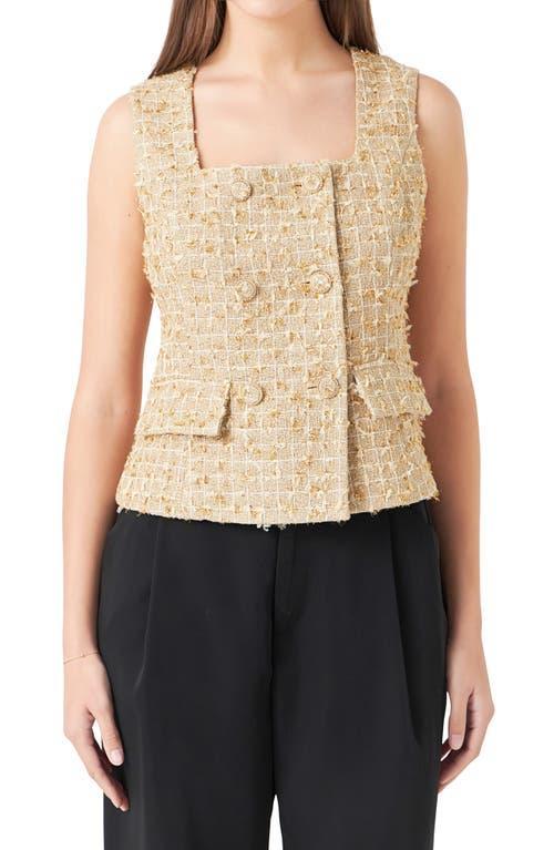 Endless Rose Sleeveless Double Breasted Tweed Top Product Image