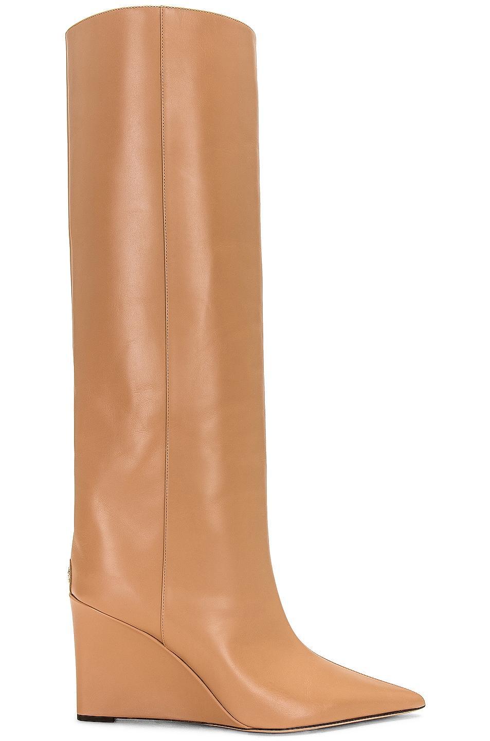 Jimmy Choo Blake 85 Leather Wedge Boot in Nude Product Image