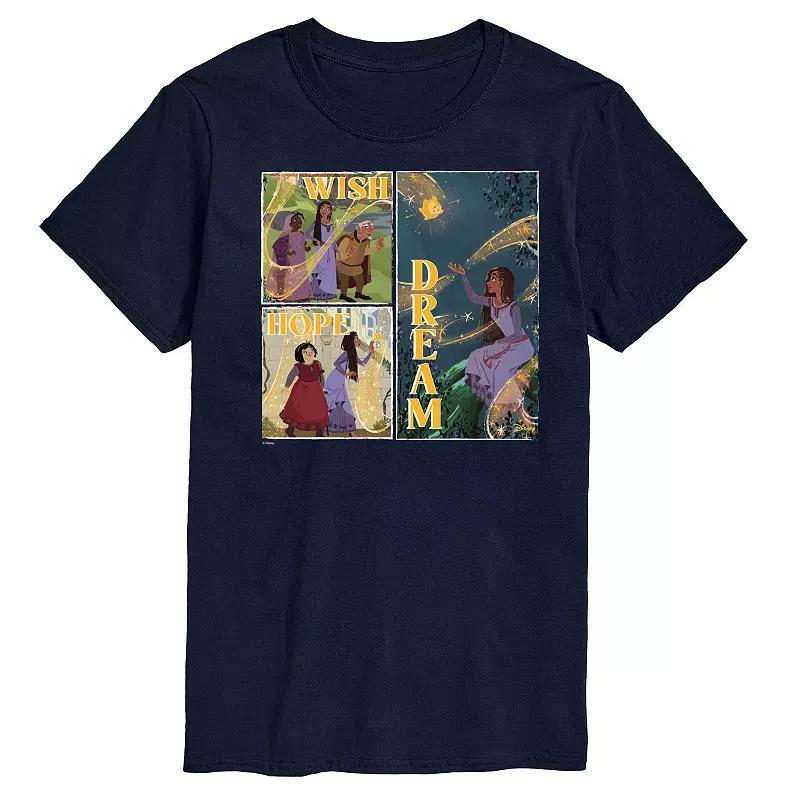 Disneys Wish Mens Wish Hope Dream Graphic Tee Blue Product Image