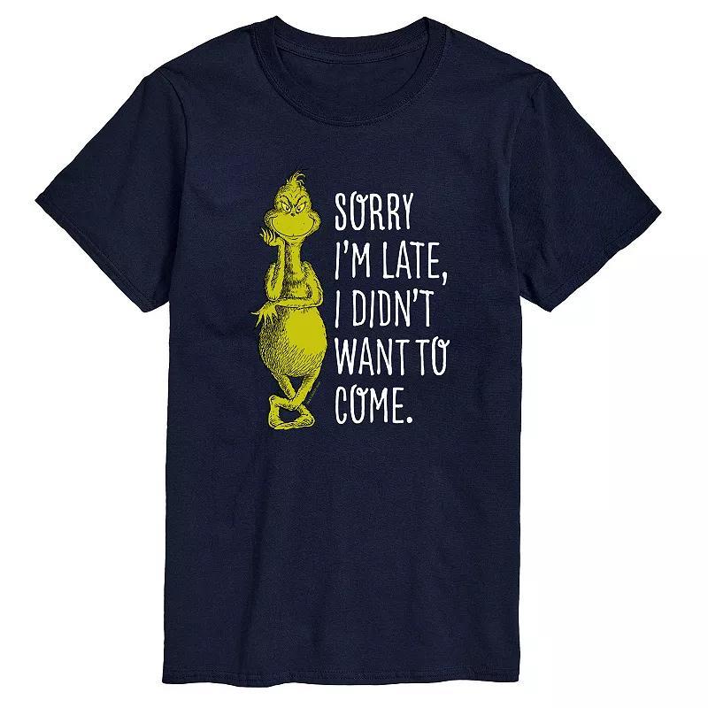 Mens Dr. Seuss Grinch Sorry Im Late Graphic Tee Blue Product Image