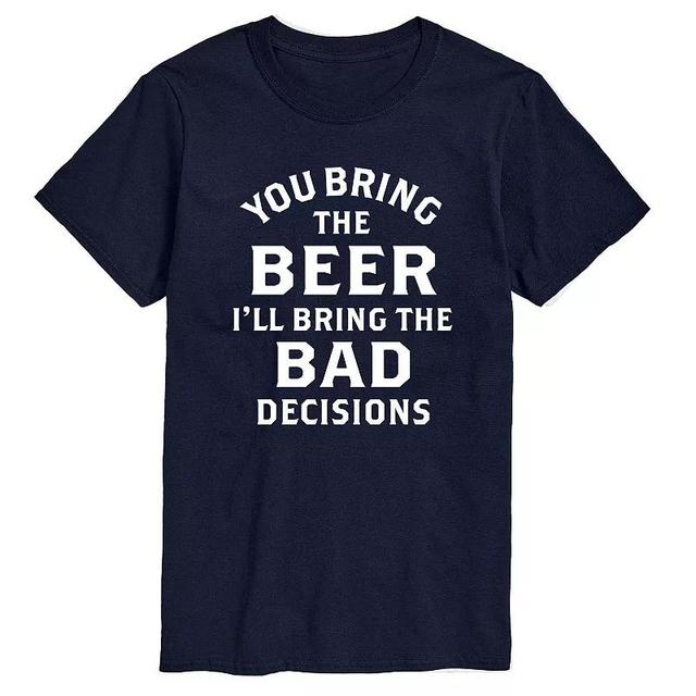 Mens Big & Tall Beer Bad Decisions Graphic Tee Black Product Image