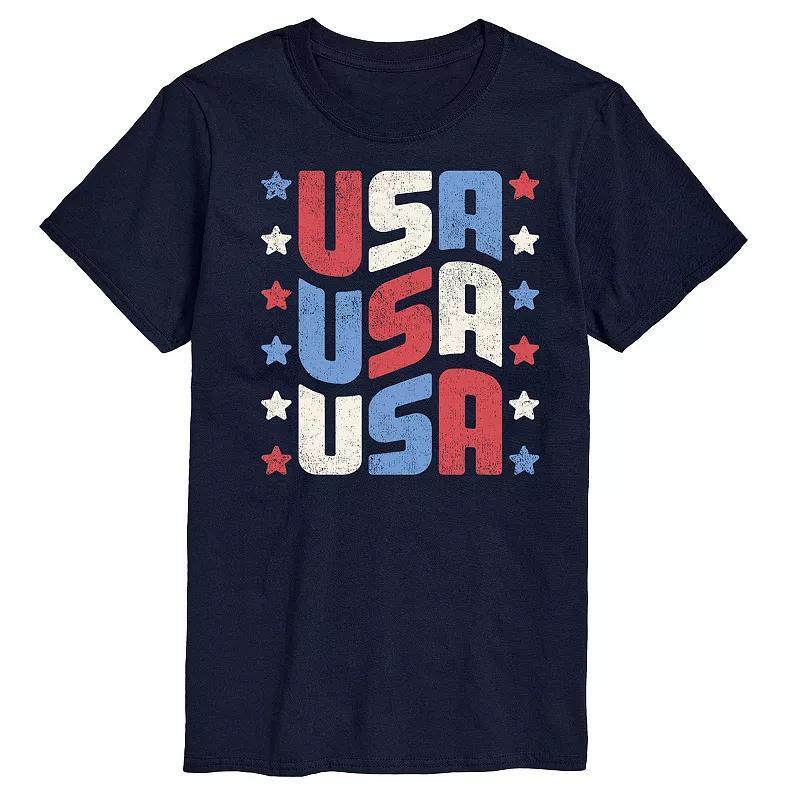 Mens USA Stacked Graphic Tee. Grey Blue Product Image