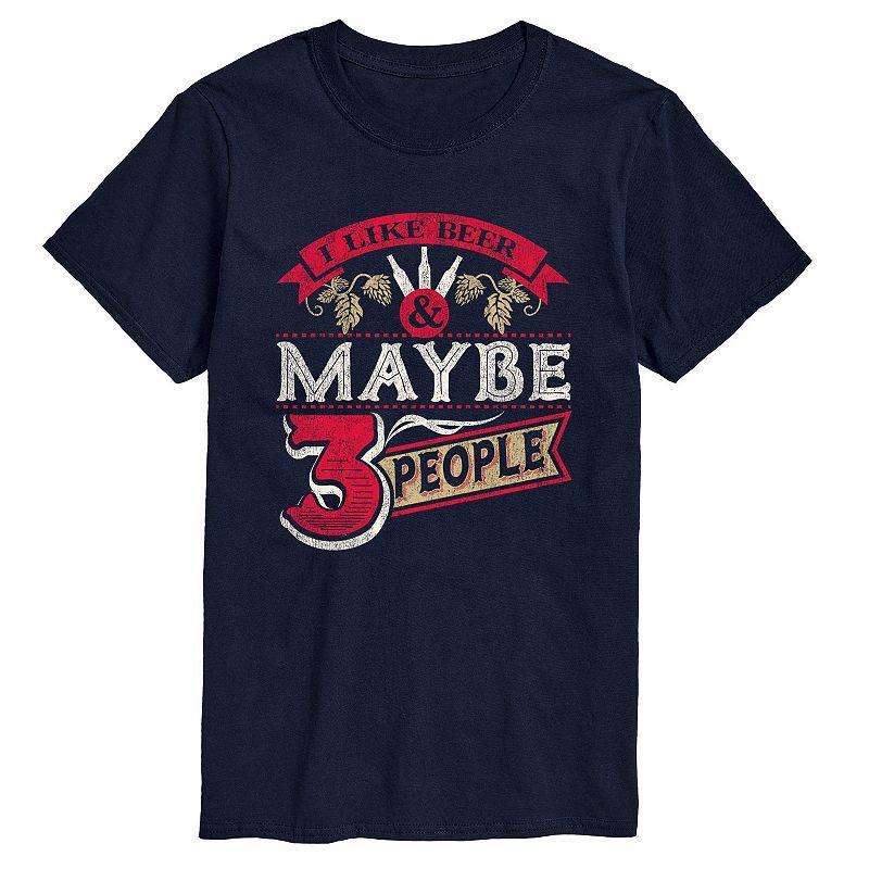 Big & Tall Like Beer Maybe 3 People Tee, Mens Blue Product Image