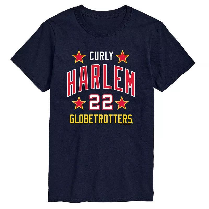 Big & Tall Harlem Globetrotters Curly Throwback Tee, Mens Blue Product Image