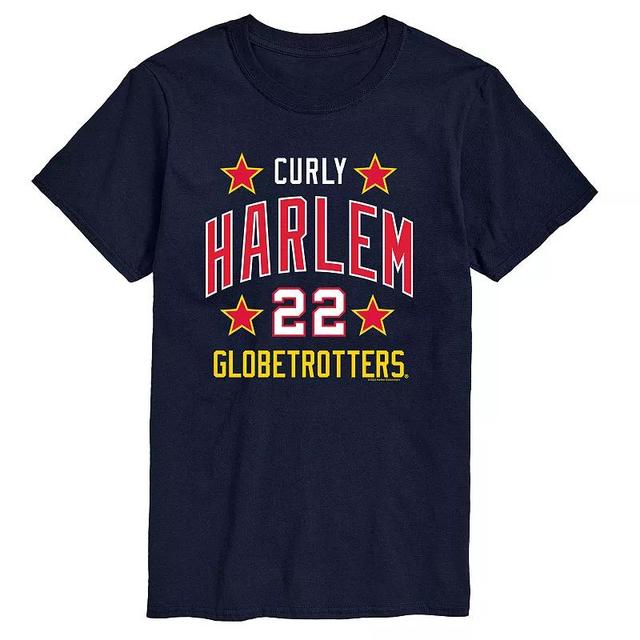 Big & Tall Harlem Globetrotters Curly Throwback Tee, Mens Blue Product Image