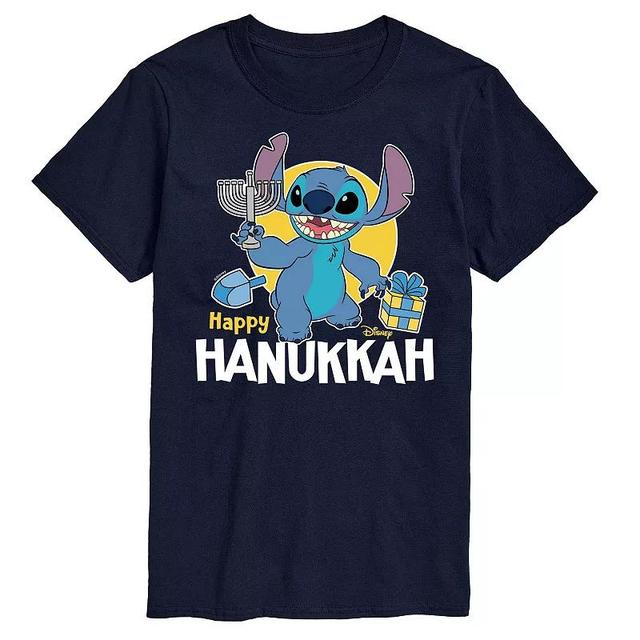 Disneys Lilo & Stitch Mens Happy Hanukkah Graphic Tee Blue Product Image