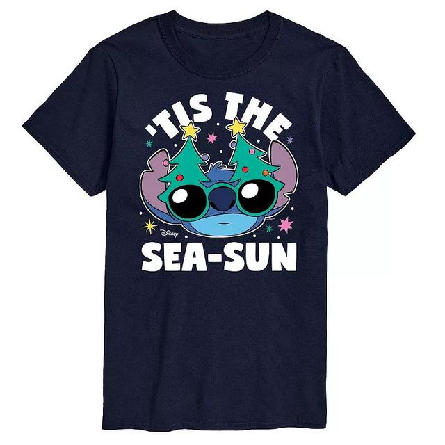 Disneys Lilo & Stitch Big & Tall Tis The Sea Sun Graphic Tee, Mens Blue Product Image