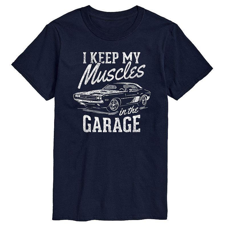 Mens I Keep My Muscles In My Garage Graphic Tee Blue Product Image