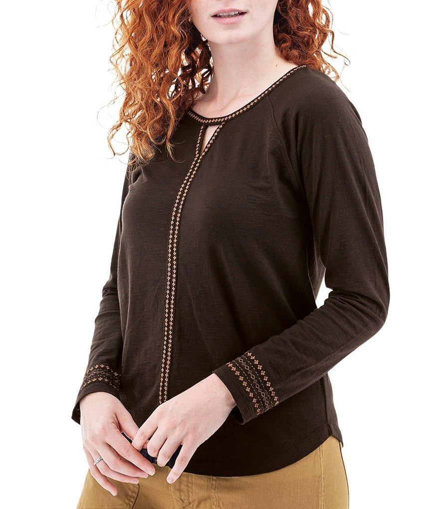 Aventura Rafferty Embroidered V-Notch Long Sleeve Top Product Image