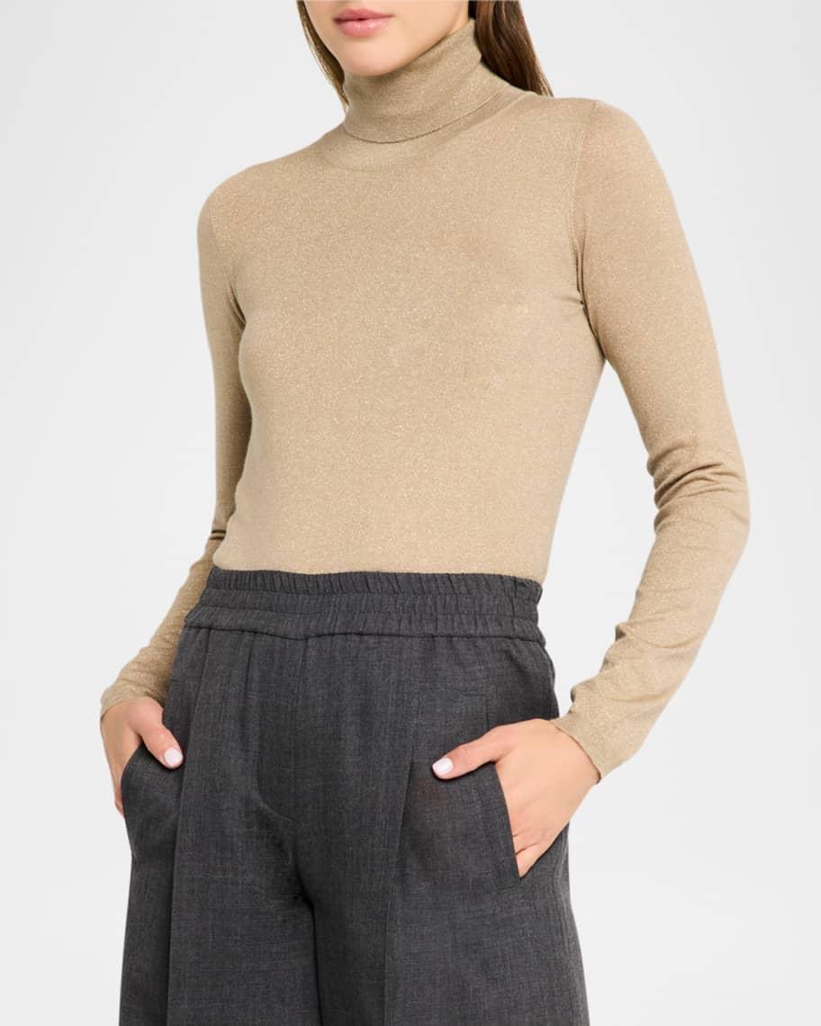 Metallic Cashmere-Silk Turtleneck Sweater Product Image