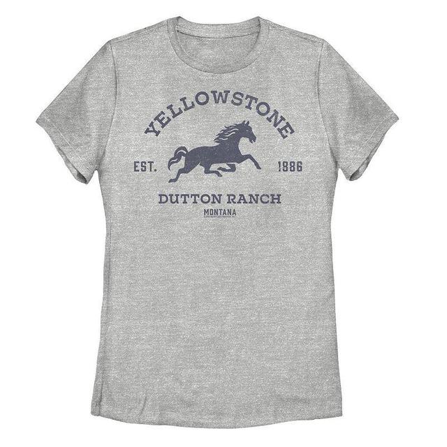 Juniors Yellowstone Dutton Ranch Montana Horse Graphic Tee, Girls Athletic Grey Product Image