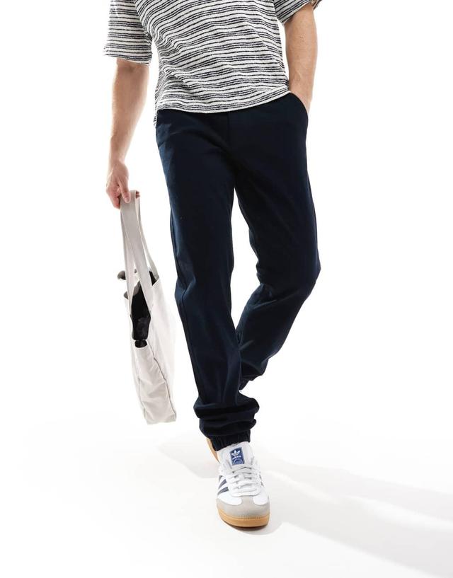 French Connection cuffed chino pants in navy Product Image