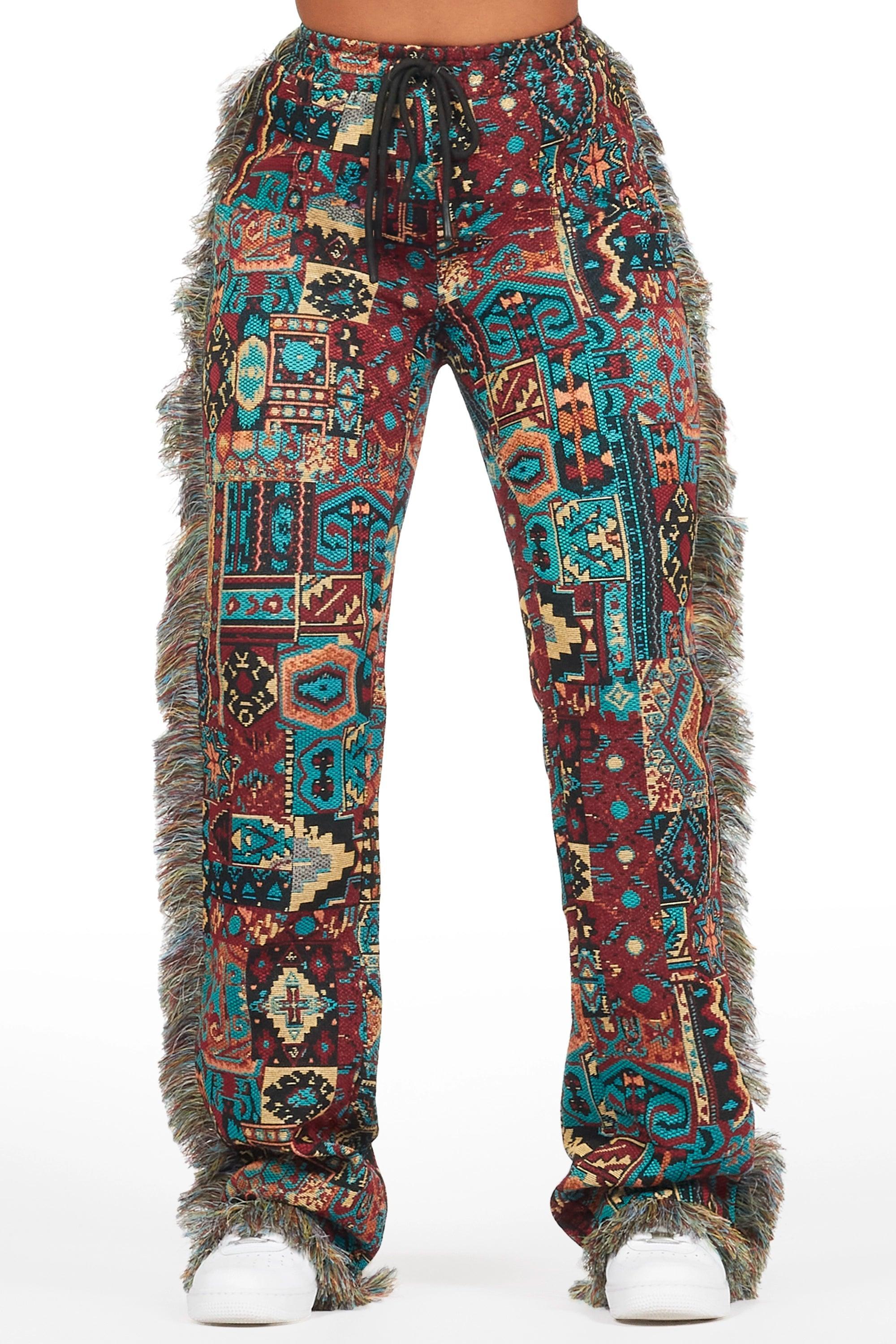 Joliet Red Tapestry Stacked Pant Female Product Image