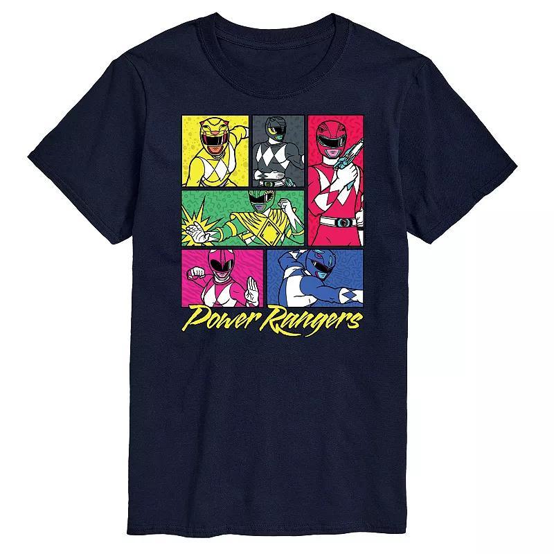 Big & Tall Power Rangers Grid Graphic Tee, Mens Blue Product Image