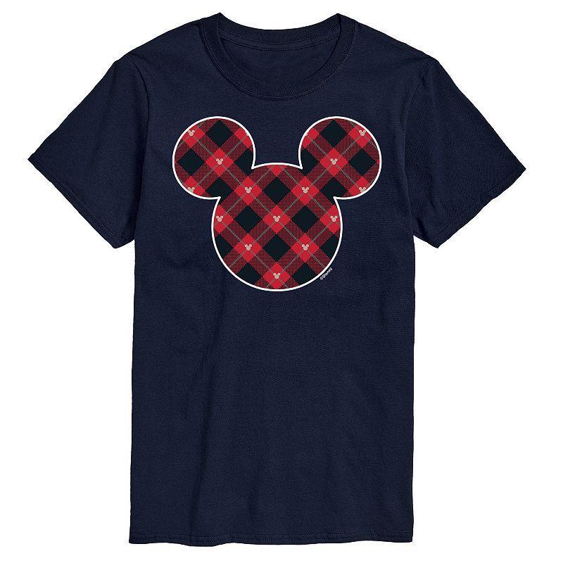 Disney Mens Mickey Mouse Silhouette Plaid Fill Tee Gold Product Image