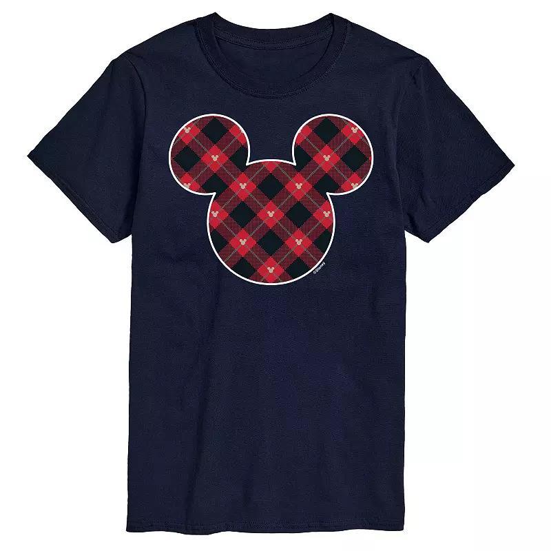 Disney Mens Mickey Mouse Silhouette Plaid Fill Tee Black Product Image