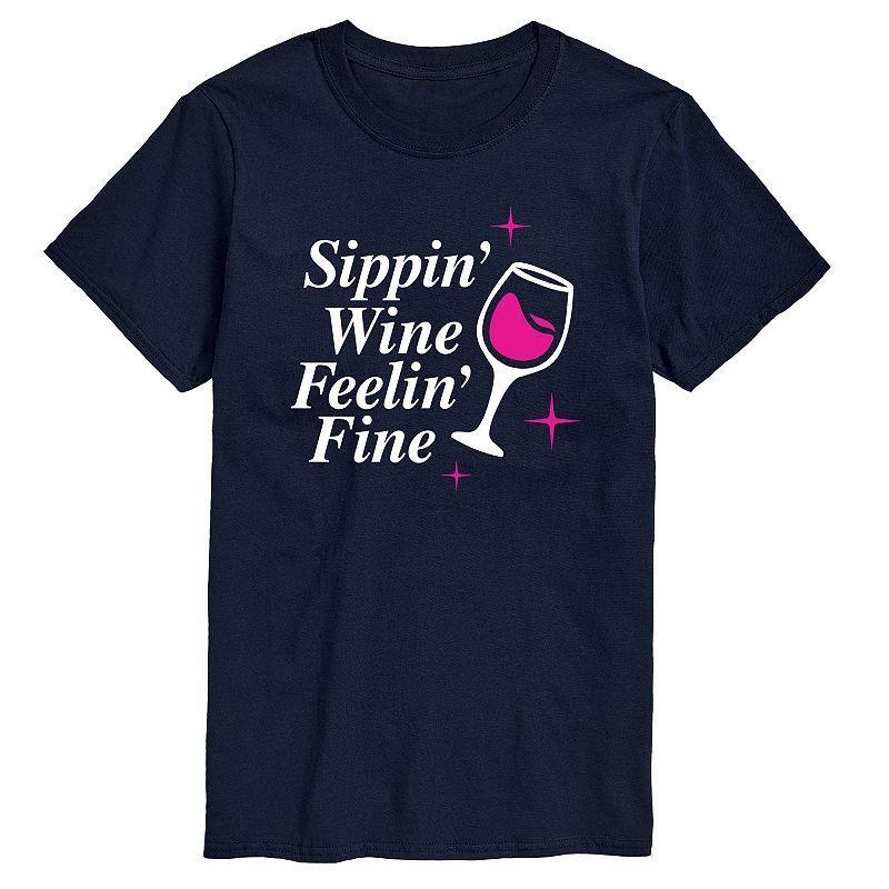 Mens Sippin Wine Feelin Fine Graphic Tee Blue Product Image