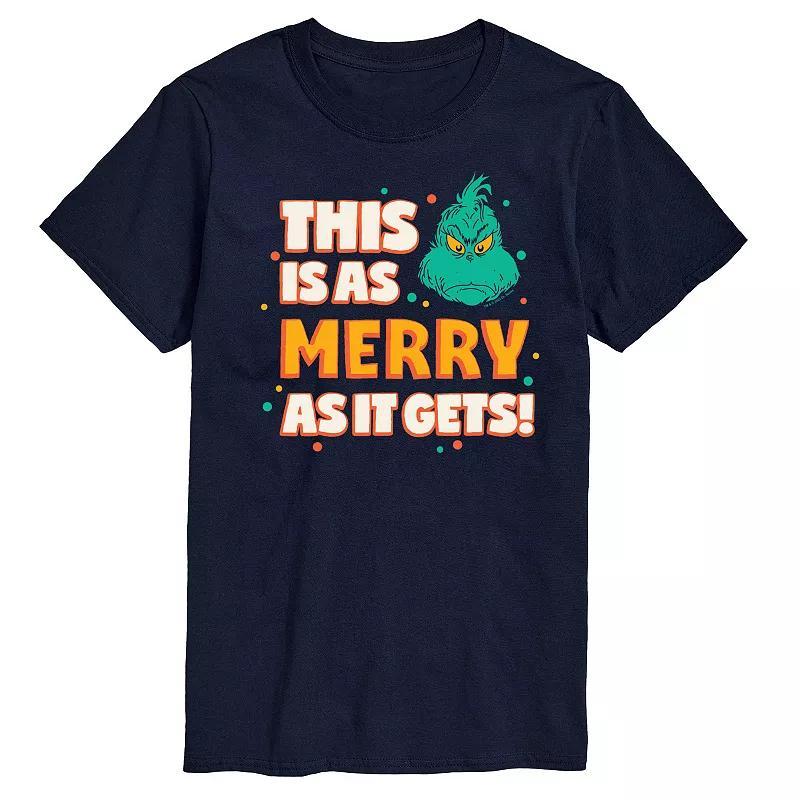 Big & Tall Dr. Seuss The Grinch As Merry As It Gets Graphic Tee, Mens Blue Product Image