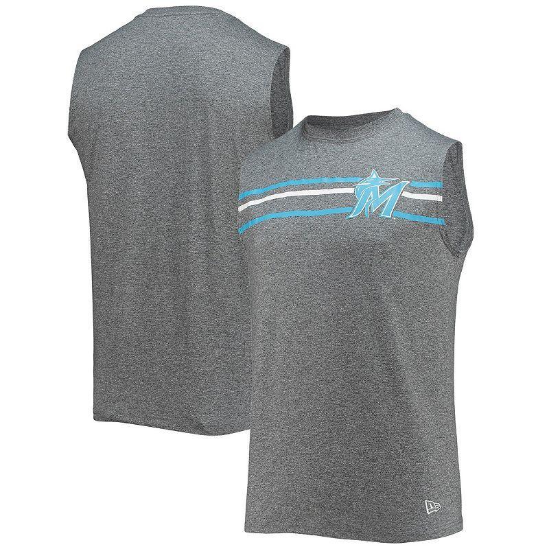 Mens New Era Gray Miami Marlins Muscle Tank Top Product Image