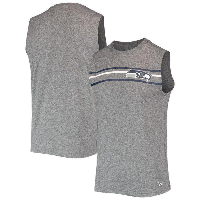 Mens New Era Heathered Gray Seattle Seahawks Brushed Sleeveless Tank Top Product Image