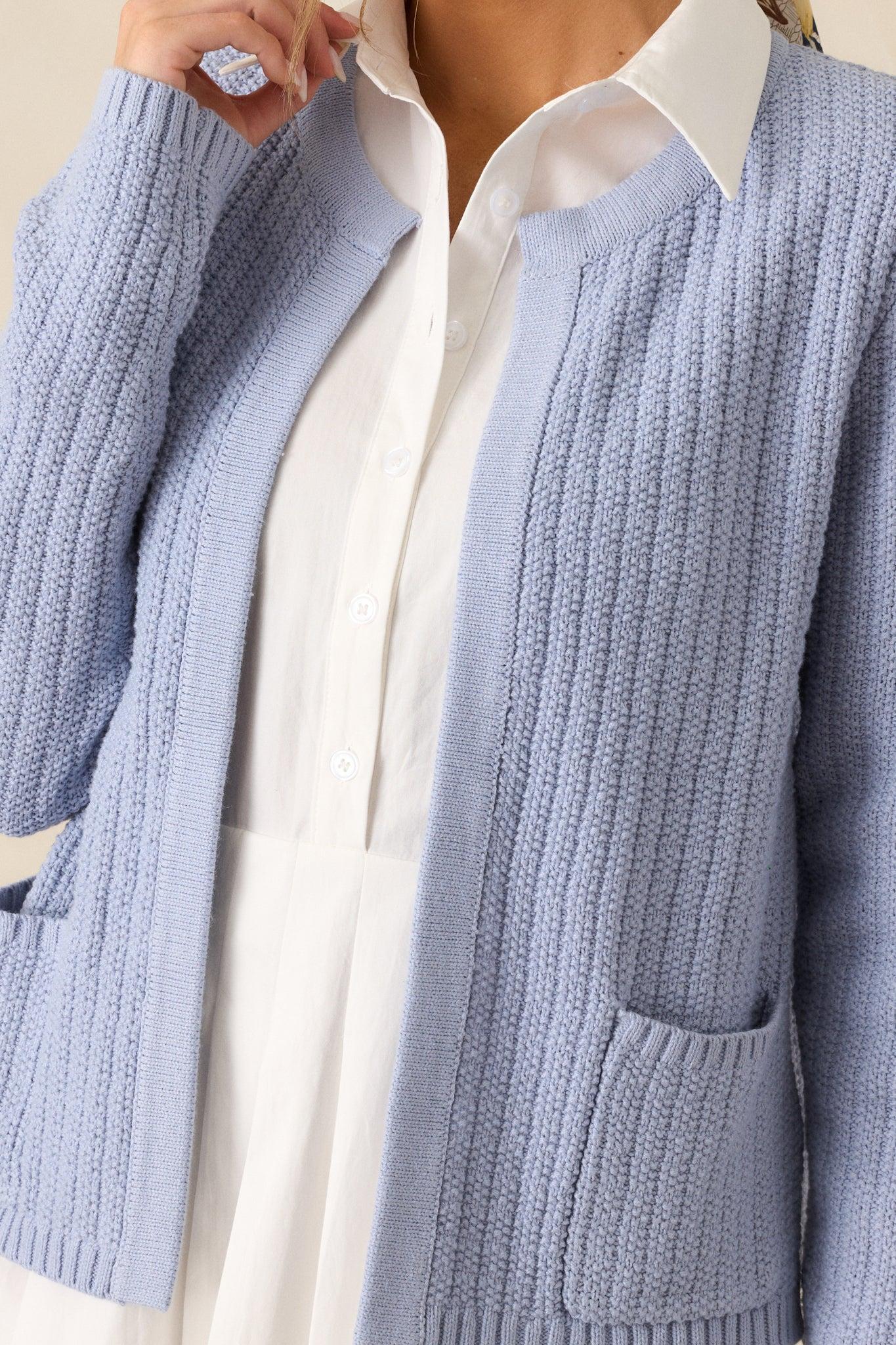 Which Chapter Light Blue Knit Cardigan Product Image