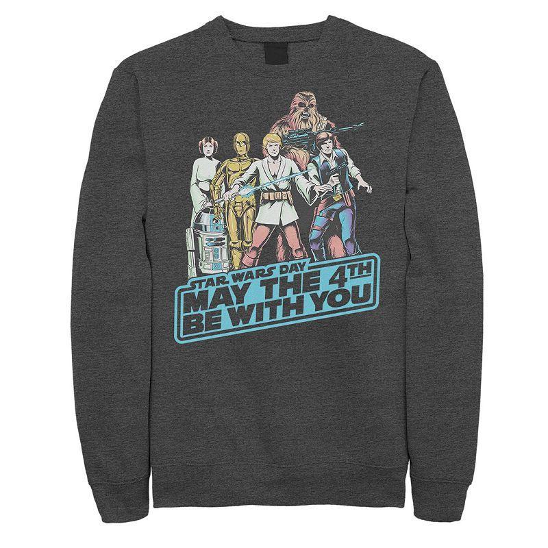 Mens Star Wars May The Fourth Vintage Group Shot Sweatshirt Grey Heather Product Image