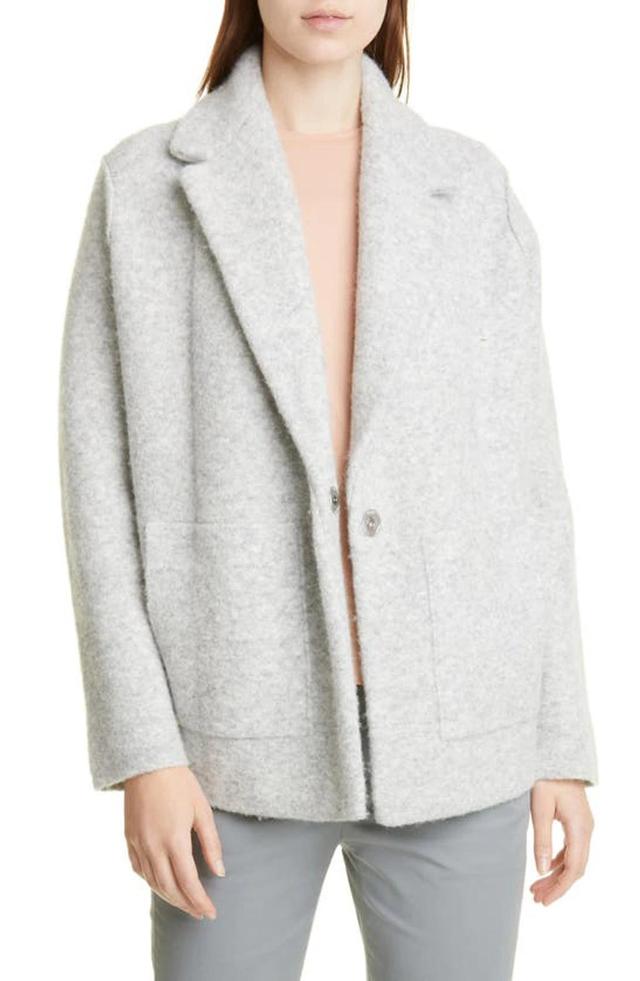 VINCE Oversize Sweater Knit Blazer In Grey Product Image