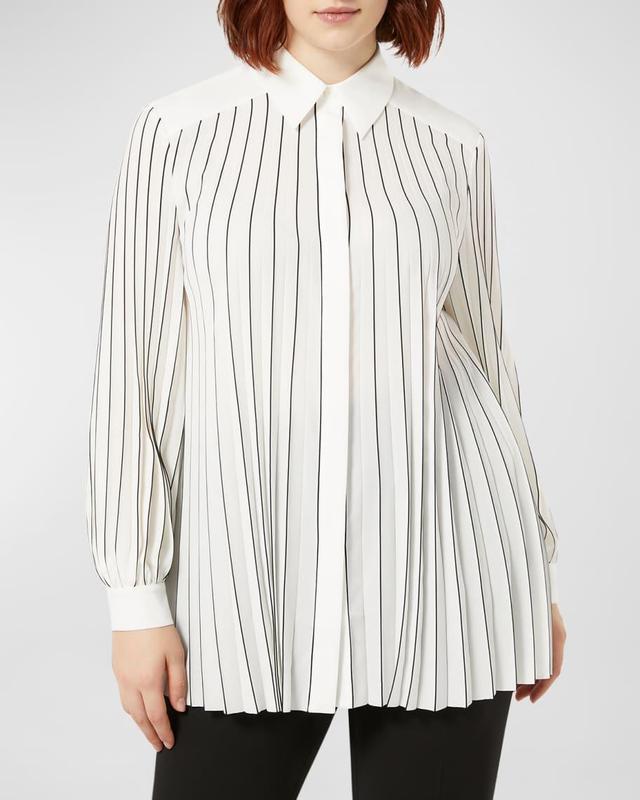 Plus Size Ola Pleated Striped Shirt Product Image