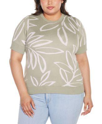 Plus Size Jacquard Short Sleeve Sweater Product Image