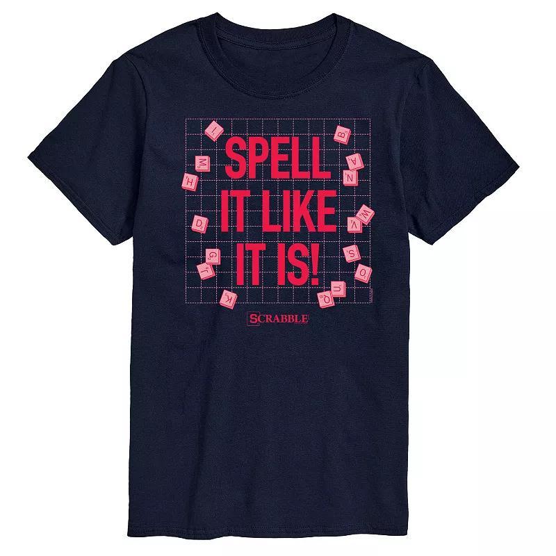 Mens Scrabble Spell It Like It Is Graphic Tee by Hasbro Blue Product Image