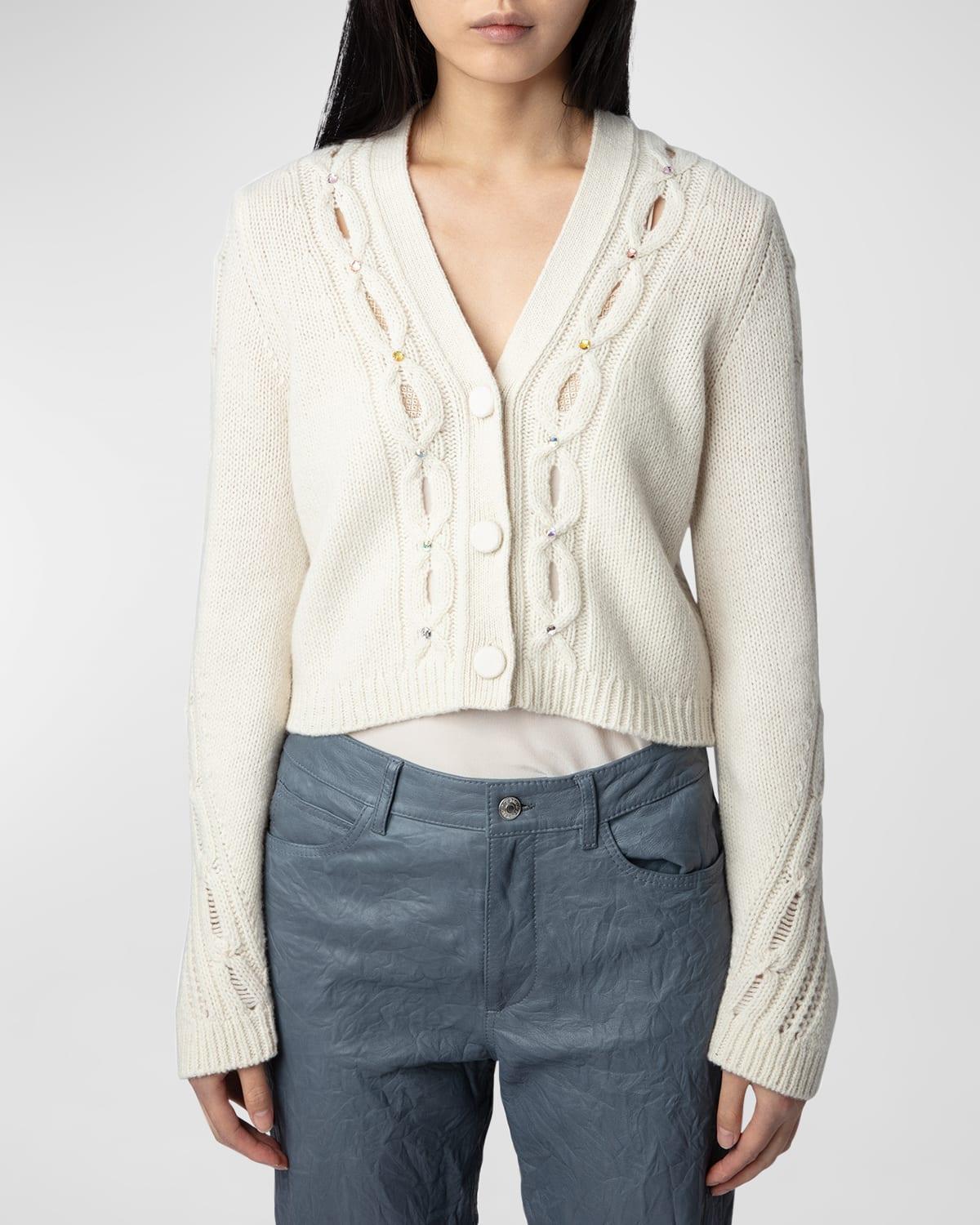 Barley Cable-Knit Wool Cardigan Product Image