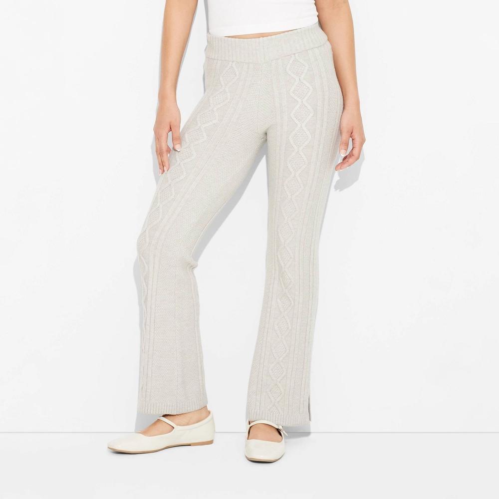 Women's Mid-Rise Cable Pants - Wild Fable™ Light Gray M Product Image