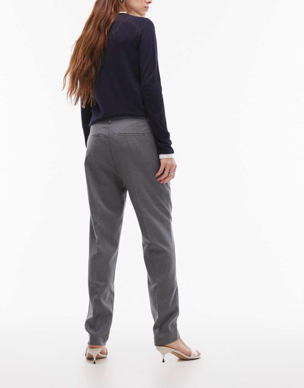 Mango slim fit ankle length pants in gray Product Image