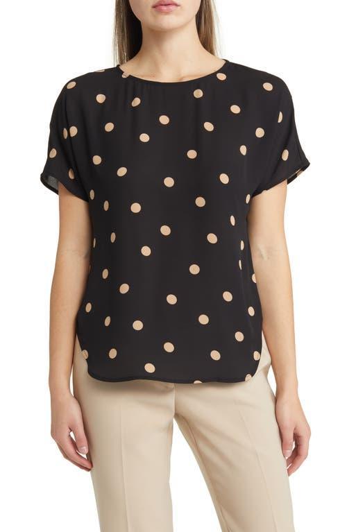 Anne Klein Polka-Dot Boat-Neck Blouse - Anne Black Product Image