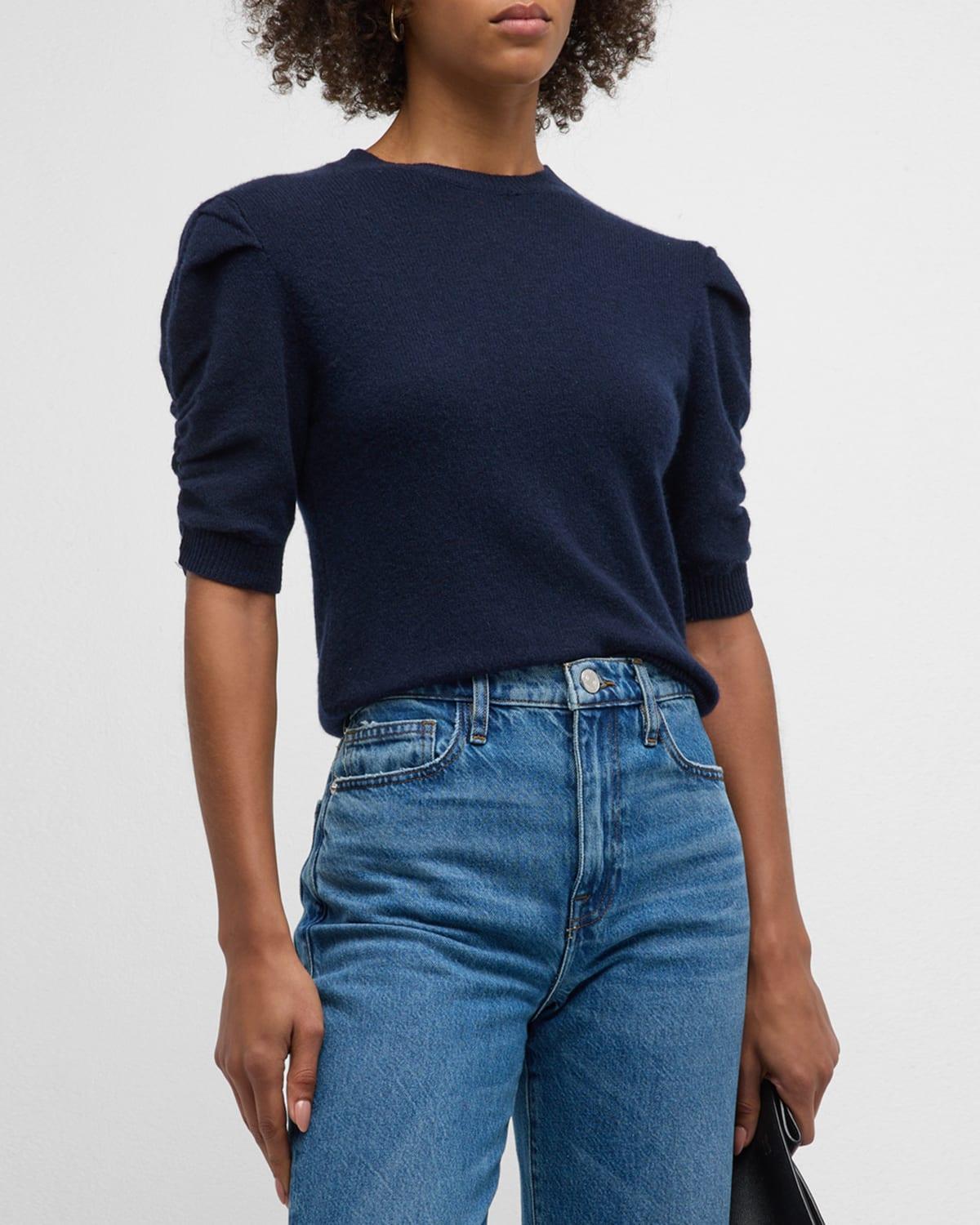 FRAME Ruched Sleeve Recycled Cashmere Blend Sweater Product Image